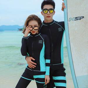 
2019 diving suit snorkeling suit split sun protection jellyfish suit men and women long sleeves trousers couple zipper suit swimsuit set
