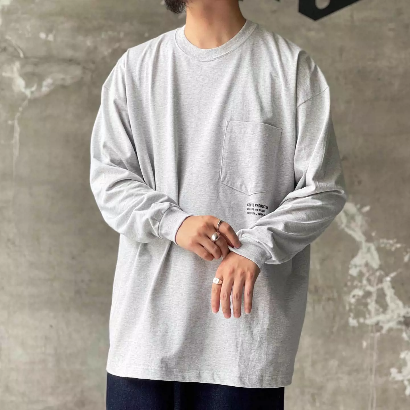 COOTIE OPEN END YARN ERROR FIT L/S TEE 23AW天竺棉口袋长袖T恤-Taobao