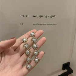 Vintage Retro Baroque Style French Heart Earrings, Long and Elegant, Super Fairy-Like Earrings for Women, 925 Silver Needle