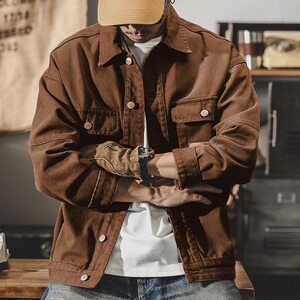 
American retro denim jacket workwear hunting jacket men's spring and autumn new trendy brand casual wear-resistant top