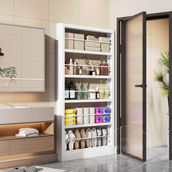 Bathroom Door-Mounted Storage Rack, Ultra-Thin Storage Shelf for Bathroom, No-Drill Narrow Floor-Standing Multi-Layer Storage Rack for Home Use