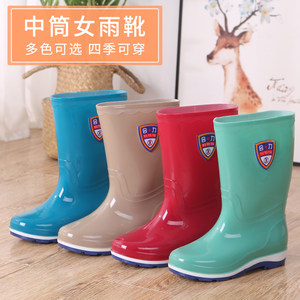Spring and summer Fashion Rain Booth Female Adult Rain Boots Mid -Water Shoe Bulls Women's Anti -Skill High Water Boots High Polish Shoes