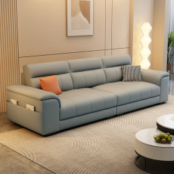 2025 New French Cream Style Technology Fabric Small Apartment Sofa Living Room Modern Simple Straight Row Three-Seater