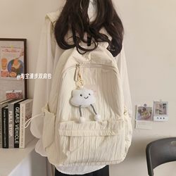 Solid Color Backpack 2025 New Fashion Lightweight Travel Backpack for Middle and High School Students, Simple and Unique Design