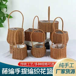 Rattan portable flower arrangement imitation rattan hand-woven basket