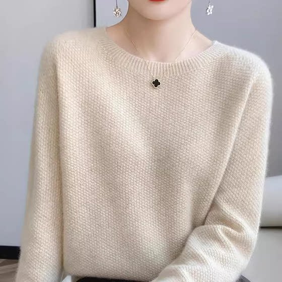 
Sweater women's new 2025 autumn and winter round neck sweater tops loose large size woolen sweater thin inner layering sweater