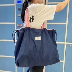 Large-Capacity Drawstring Supermarket Eco-Friendly Shopping Bag, Stylish Tote, Thickened Fabric Bag, Portable Shoulder Bag for Grocery Shopping