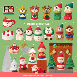 Japanese Zakka Cat 24 New Christmas Miniature Gifts Santa Claus Snowman Reindeer Christmas Tree DIY Ornaments
