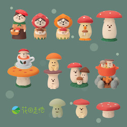 Christmas Gift Bird Mushroom Bonfire Forest Trendy Toy Figure Japanese Cat Zakka Doll Resin DIY Ornament