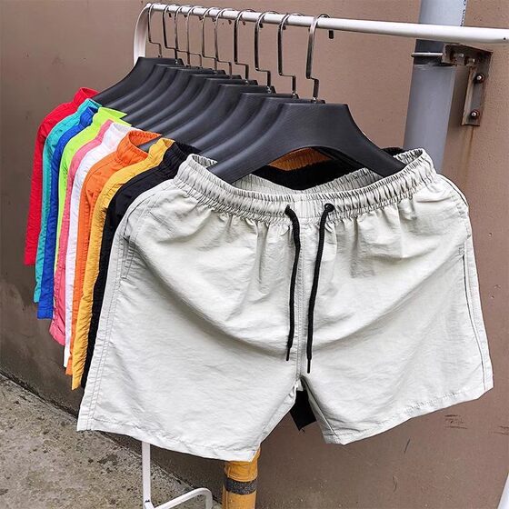 
Leak-catching sports pants, handsome three-pointers, straight-leg, four-pointers, thin, men's casual beach shorts for work in summer