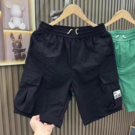 
Breathable new men's casual wear-resistant thin loose dirty 2025 American beach sports shorts five-quarter pants summer