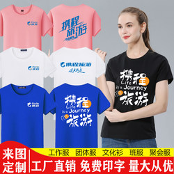 2025 New Model Ctrip Travel Workwear Short-Sleeved T-Shirt for Tourist Attractions, Travel Agency Groups, and Crews, Pure Cotton Work Uniform