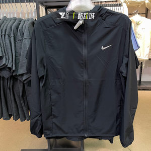 
nike men's spring thin quick-drying sports sun protection black hooded jacket FB7483-010