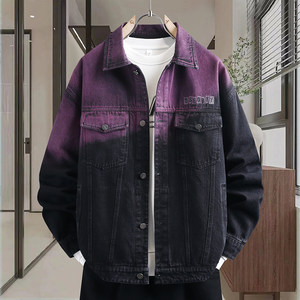 
Spring and Autumn Lapel Denim Jacket Trendy Brand Loose Teenagers Junior High School Students Handsome Jackets Boys Washed Long Sleeves