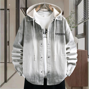 
Denim jacket men's spring and autumn teenagers handsome loose jacket big children boys students trendy Hong Kong style fashion men's clothing