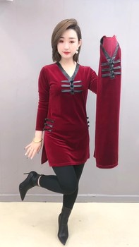 Cheongsam gold velvet skirt jacket in the middle and elderly solid color
