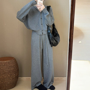 
Simple style knitted suit in words 2025 new autumn Korean style casual loose top and pants two-piece set