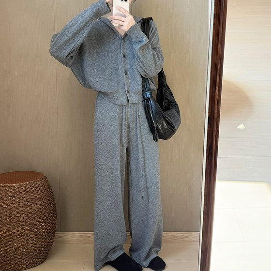 
Simple style knitted suit in words 2025 new autumn Korean style casual loose top and pants two-piece set