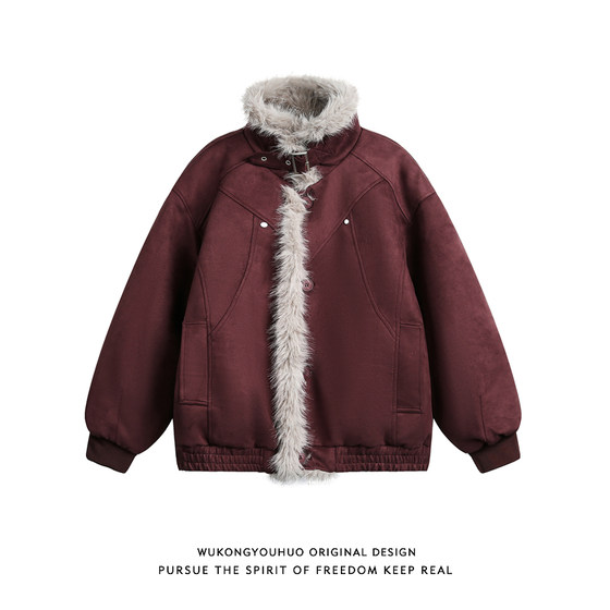 
Wukong is in stock, American retro suede mountain carving cotton clothes for men and women, trendy brand winter couples, warm and versatile cotton clothes