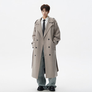 
Wukong is in stock, retro high-end thickened woolen coat for men, autumn and winter double-breasted mid-length versatile quilted jacket