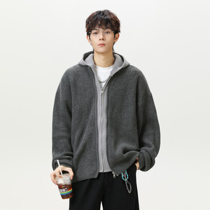 
Wukong has a fake two-piece spliced ​​cardigan hooded sweater jacket for men and women autumn loose couple lazy sweater