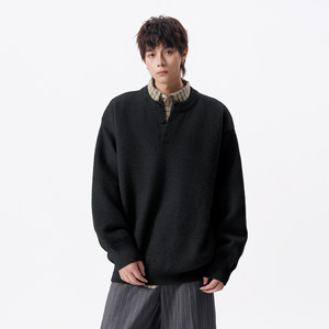 
Wukong has in stock American retro Henry collar pullover sweaters for men and women couples cleanfit loose sweater tops