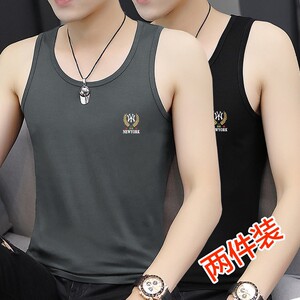 9.9 Clear warehouse leaky men's round neck vest in summer Modal ice silk cotton cotton sleeveless span sports fitness men