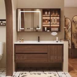 2026 New Model Ceramic Integrated Basin with Vintage-Style Bathroom Cabinet Set, Washbasin, Sink, and Vanity Cabinet