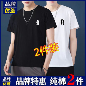 Brand preferred short -sleeved men's 100%cotton pure cotton summer breathable trend printing leisure sports half -sleeved T -shirt men's clothing
