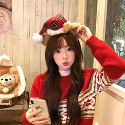 Cute Bear Ears Christmas Hat Plush Headband for Women Amusement Park Duffy Bear Photo Prop Hair Accessory Autumn and Winter Headband