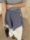 Side cm Korean retro plaid hem skirt curtain for women in spring and summer irregular buttons layered with plaid ass curtain skirt