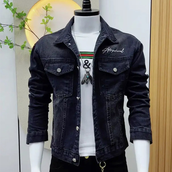 New spring and autumn men's denim jacket Korean style slim retro fashion handsome casual trendy brand
