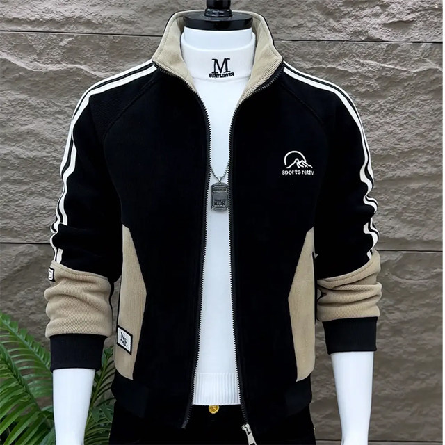 Winter new men's jacket jacket plus velvet thickened and warm fashion Korean version slimming stand -up collar versatile tide top