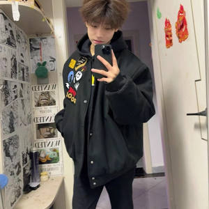 
American retro high street embroidered badge letter jacket baseball uniform for men and women couples quilted warm and thickened cotton clothing