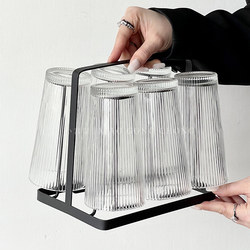 Simple Striped Drinking Cup Glass Set Living Room Hospitality Tea Cup Juice Cup Red Beer Cup Coffee Cup