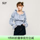SLY Sweet Lady Style One-Line Collar Bow Flap Sleeve Lace Lace Shirt Women 038HAZ30-0281