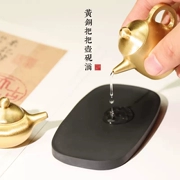 Ấm trà nhỏ bằng đồng nguyên chất Trà Kung Fu một chiếc nồi có tay cầm sáng tạo bốn báu vật của phòng học giọt nước mực thả mực đồ trang trí nhỏ