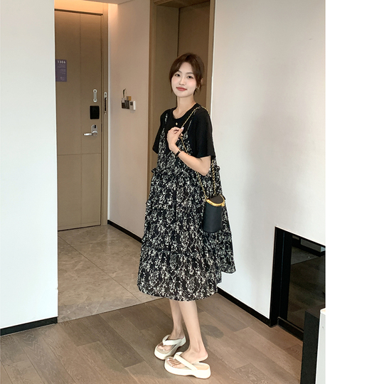 white christmas dresses Artistic Style Floral Skirt Chiffon Dress Long Skirt Spring New Korean Style  Fairy Dress Ruffled Large Swing Skirt – pretty girl