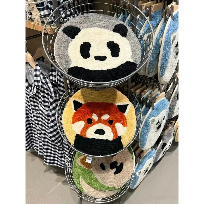 无印良品坐垫木棉圆形动物装饰飘窗垫子限定柔软熊猫树