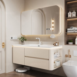 2025 New Solid Wood Smart Bathroom Cabinet with Integrated Ceramic Basin, Bathroom Vanity Sink, Hand Washing Basin Cabinet Set