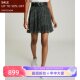REISS skirt pleated skirt black leopard print short skirt tie waist typified British commuting versatile look slim