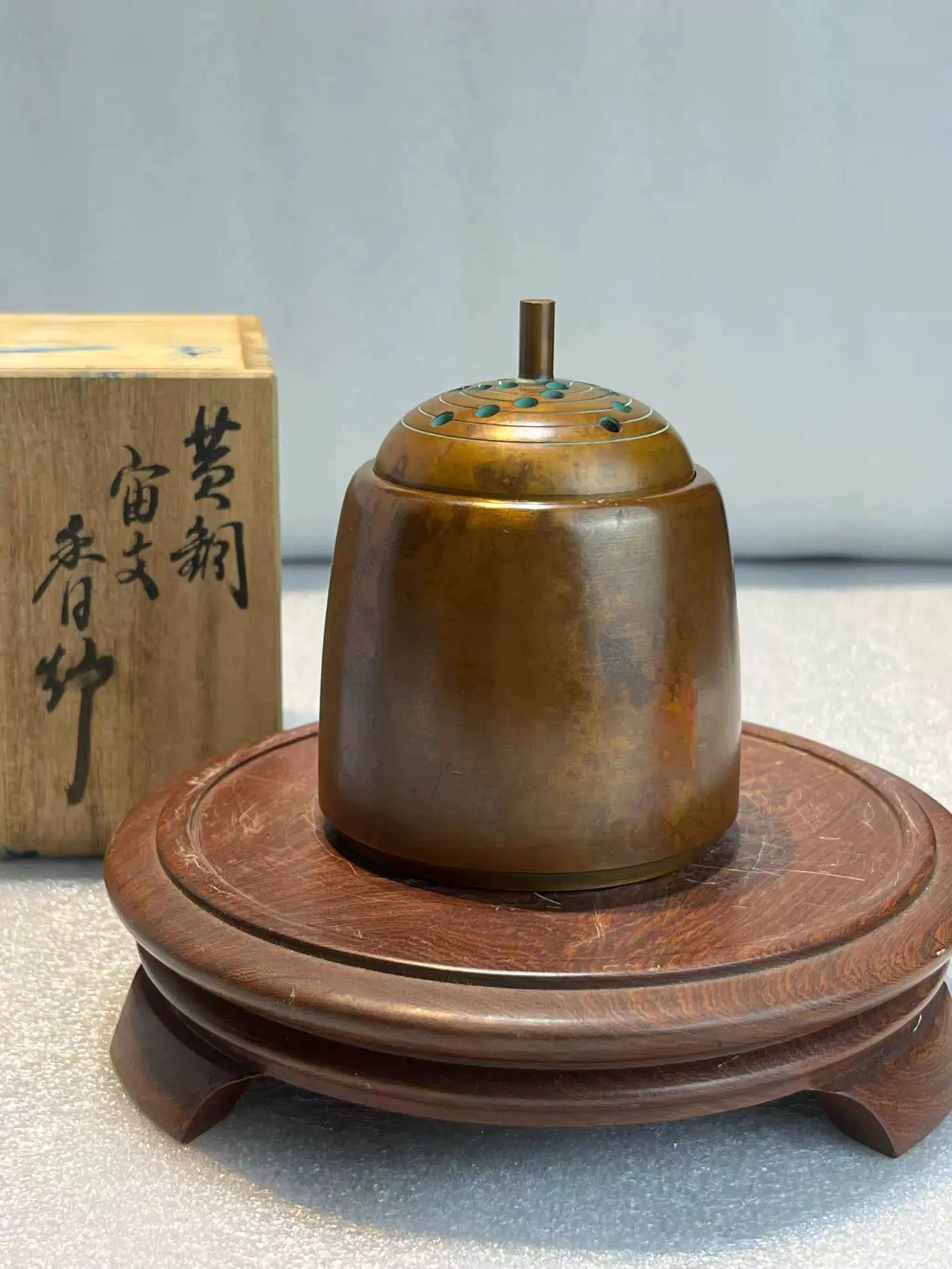 2069 高岡銅器　金工師 米田秀保 造  蝋型鋳銅 立龍提手 瓔珞雲図 香炉 2069 高岡銅器 金工師 米田秀保 造 蝋型鋳銅 立龍提手