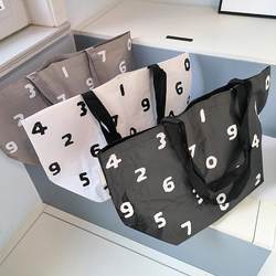 Large Capacity ins Letter Daily Lightweight Supermarket Shopping Bag Waterproof Woven Bag Eco-Friendly Shopping Travel Bag