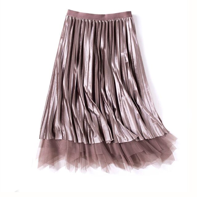 Net yarn skirt female long skirt 2024 autumn and winter new skirt high waist high waist irregular gauze skirt temperament pleated skirt
