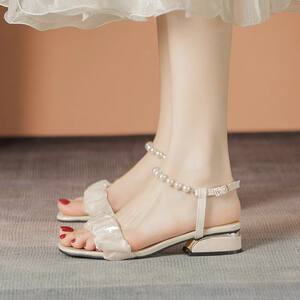 
Flat sandals for women summer 2026 new thick heel fairy style low heel straight strap Roman fashion shoes with skirt