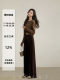 Rise small coffee color wide -leg velvet pants female spring and autumn, thin pear -shaped figure pants high -waist straight pants