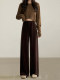 Rise small coffee color wide -leg velvet pants female spring and autumn, thin pear -shaped figure pants high -waist straight pants