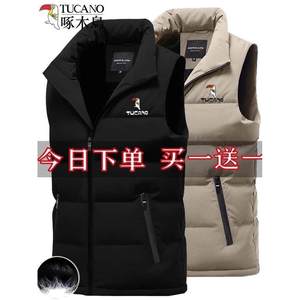 
Woodpecker Down Cotton Vest Couple Style Autumn and Winter Thickened Warm Vest Casual Waistcoat Down Jacket Jacket for Men