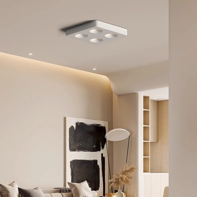 풀 스펙트럼 눈부심 방지 다운라이트, 표면 장착 스포트라이트, 초박형 거실, 주 조명 없음, 3헤드, 4헤드, 6헤드 사각 볼드 램프 -