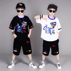Boys' Summer Short-Sleeved T-Shirt 2026 New Style Medium and Large Children's Suit Boys' Summer Children's Clothing Children's Clothes National Trend